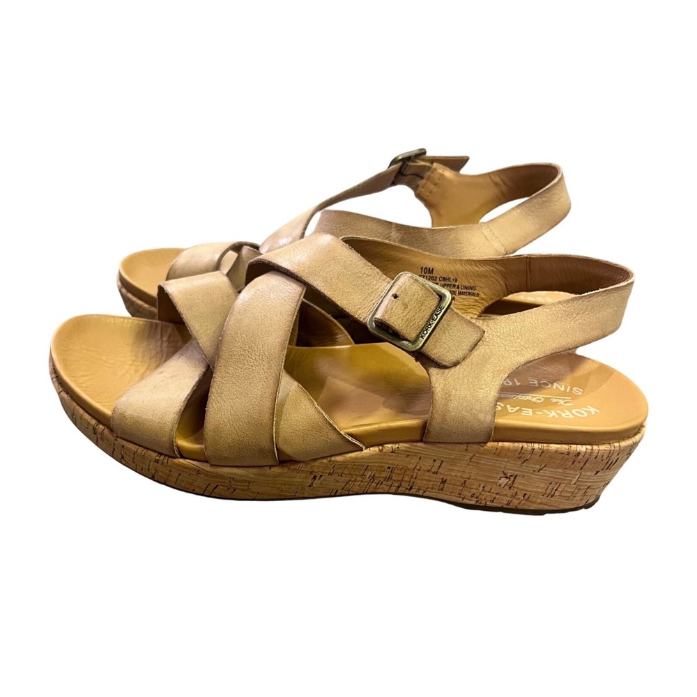 Kork-Ease Caroleigh K71202 Tan Leather Cork Wedge Slingback Sandals Size 10M